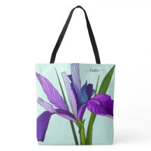 Lila Iris auf Minze, Personalisierte Blüte