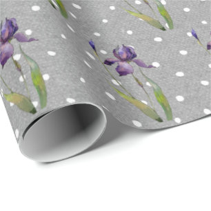 Lila Iris auf Polka Dots Wrapping Paper Geschenkpapier