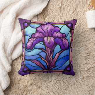 Lila Iris aus Hartglas Kissen