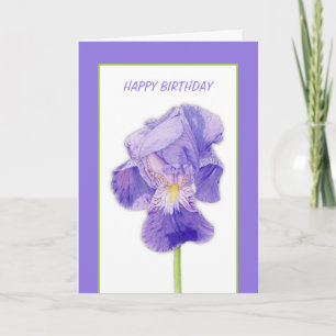 Lila Iris Birthday Card Karte
