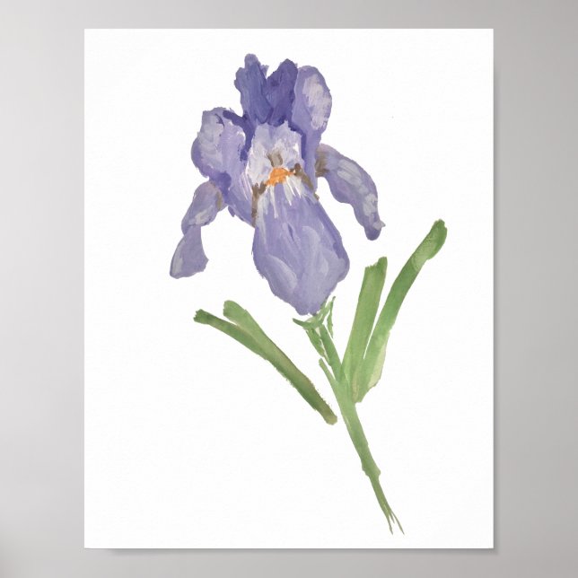 Lila Iris Blume Aquarellmalerei Poster (Vorne)