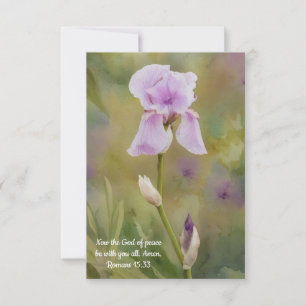 Lila Iris Blume Art Bible Verts Note Card Dankeskarte