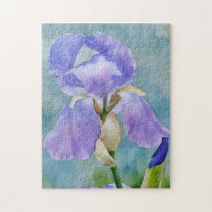 Lila Iris Blume Art Garden Puzzle