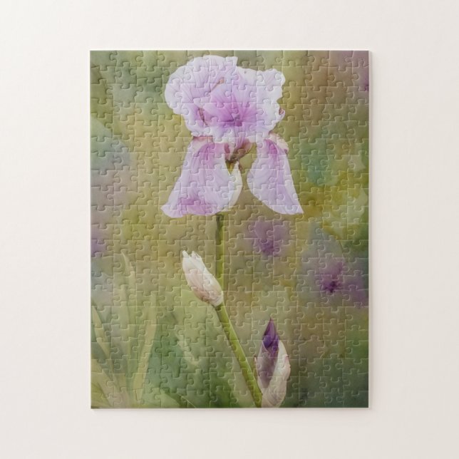 Lila Iris Blume Art Puzzle (Vertikal)