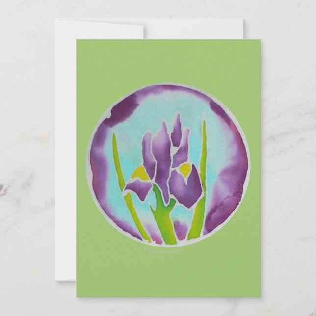 Lila Iris Blume Batik Art Card Karte (Vorderseite)