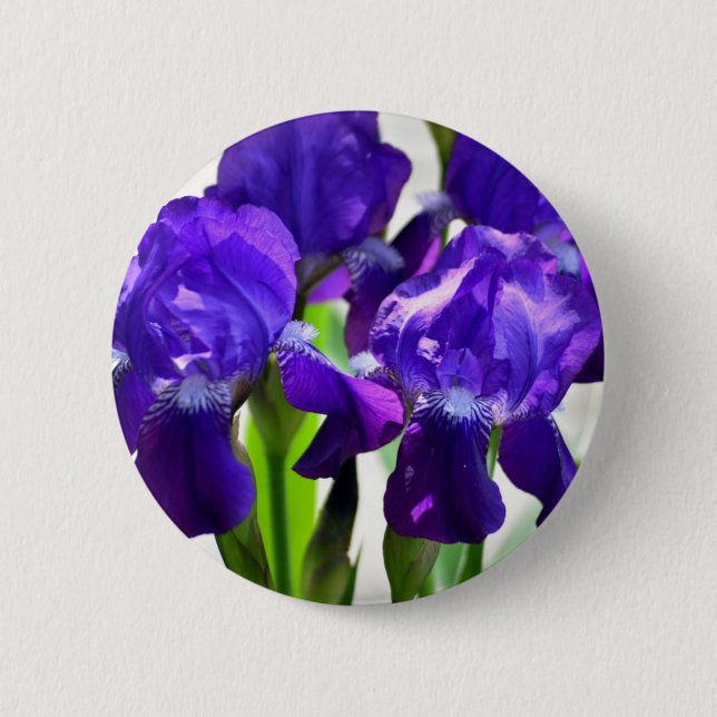 Lila Iris-Blume Button (Vorderseite)