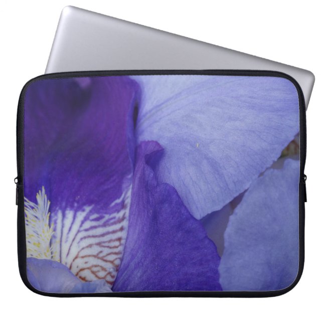 Lila Iris Blume FotoNeopren Laptop-Sieb 15" Laptopschutzhülle (Vorderseite)
