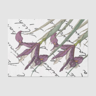 Lila Iris Blume Französisches Skript Vintage Decou Seidenpapier