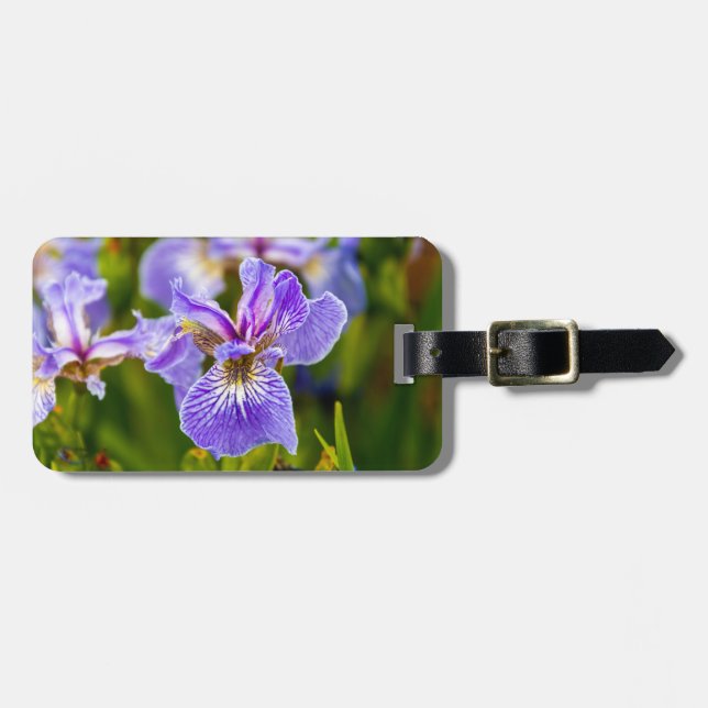 Lila Iris Blume Gepäckanhänger (Vorderseite horizontal)