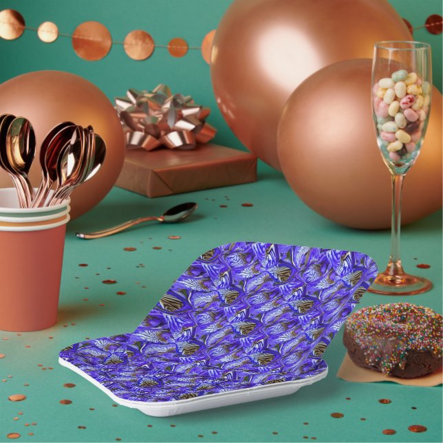 Lila Iris-Blume / geslandet / gekocht / Pappteller (Multi)
