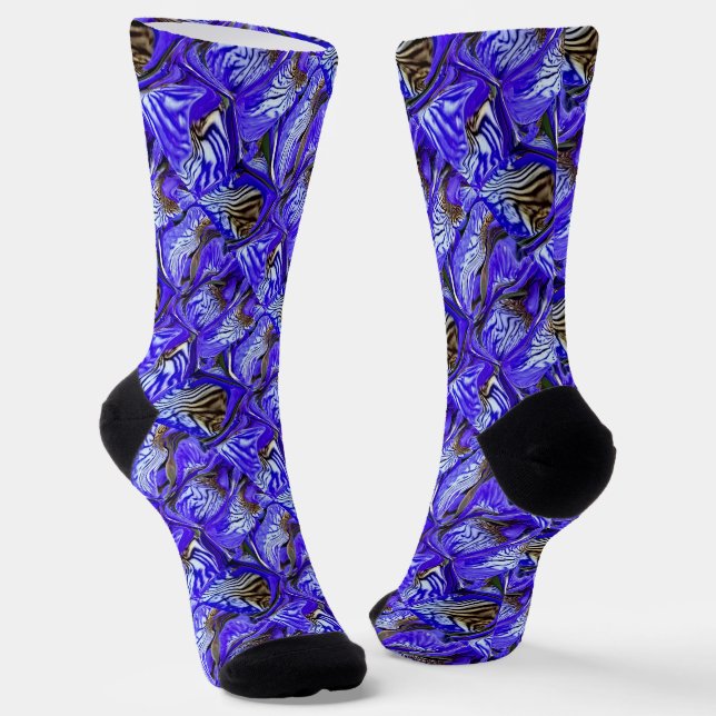 Lila Iris-Blume / geslandet / gekocht / Socken (Gewinkelt)