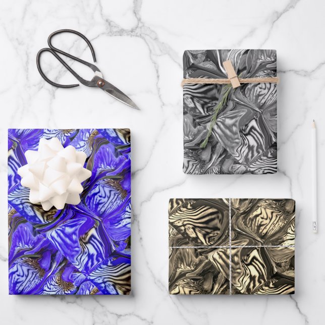 Lila Iris-Blume / Geslandet / gepolstert / Filter  Geschenkpapier Set (Vorderseite)