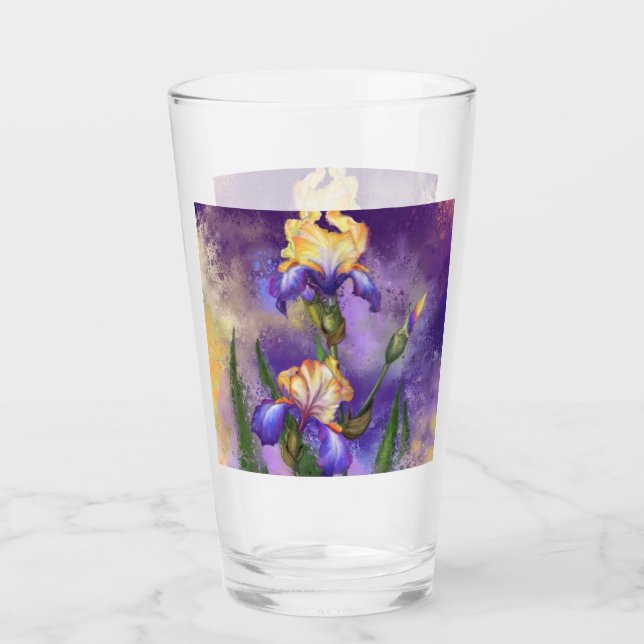 Lila Iris Blume Glas - Malerei (Vorderseite)