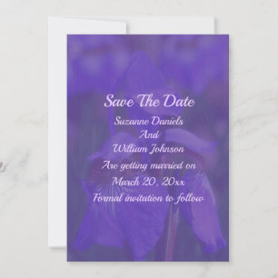 Lila Iris-Blume Hochzeit Save The Date