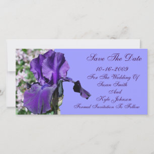 Lila Iris-Blume Hochzeit speichert das Datum Save The Date