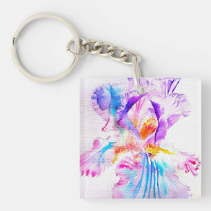 Lila-Iris-Blume-Hochzeitsgunst-Blume Schlüsselanhänger