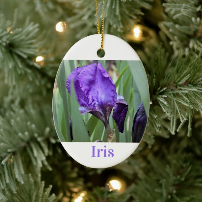 Lila Iris-Blume Keramik Ornament (Baum)