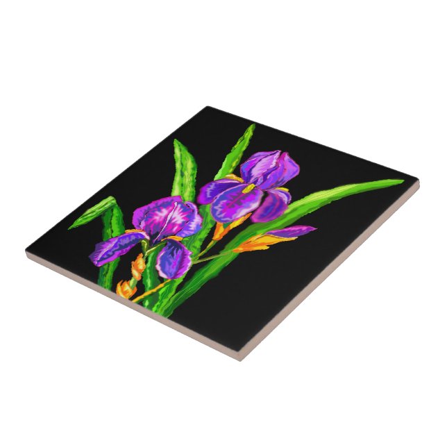 Lila Iris Blume Keramik Tile - Farbe auswählen Fliese (Seite)