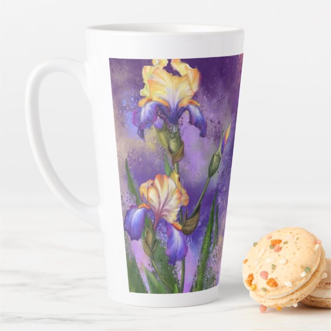 Lila Iris-Blume Latte Tasse Irische Malerei (Beispiel)