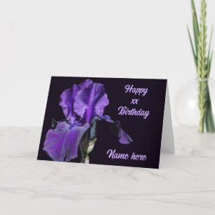 Lila Iris-Blume Personalisiert Geburtstag Karte