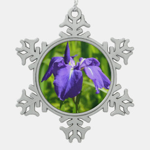 Lila Iris-Blume Schneeflocken Zinn-Ornament