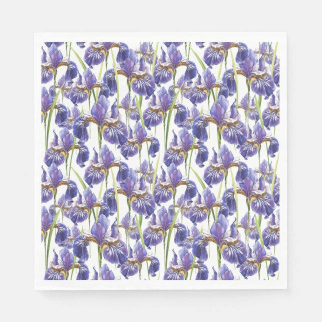 Lila Iris-Blume Serviette (Vorderseite)