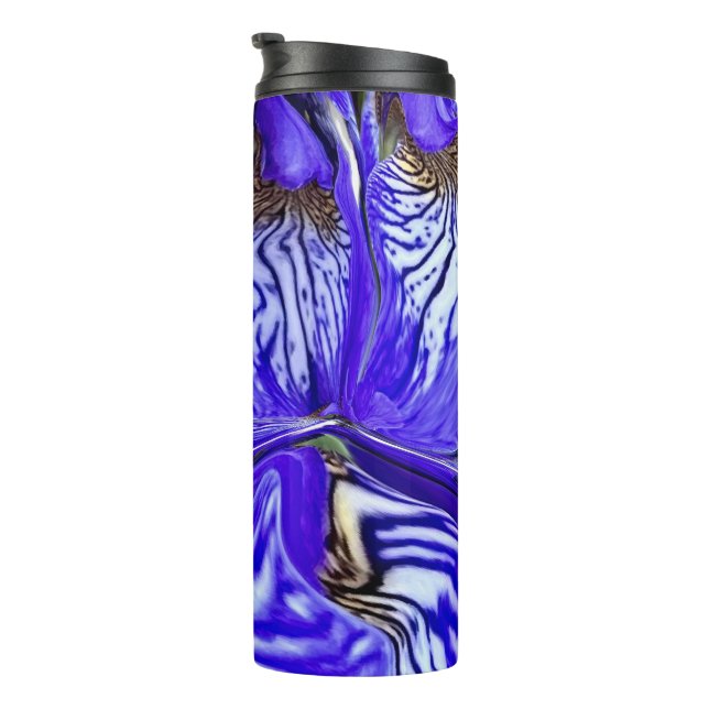 Lila Iris-Blume Thermosbecher (Nach rechts gedreht)