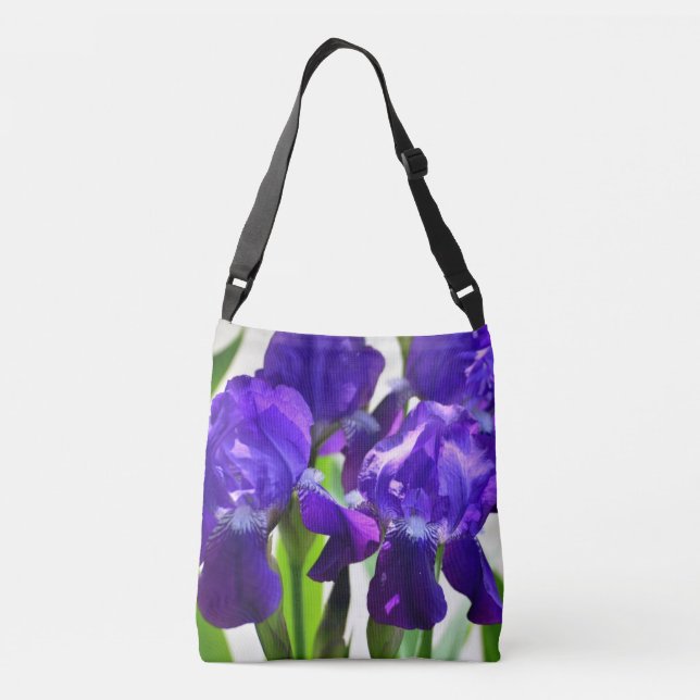 Lila Iris-Blume Tragetaschen Mit Langen Trägern (Rückseite)