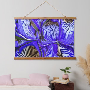 Lila Iris-Blume Wandteppich Mit Holzrahmen