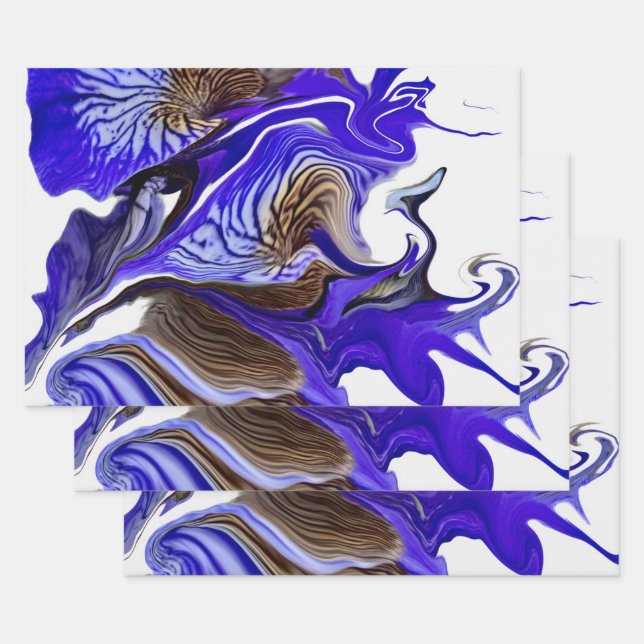 Lila Iris Blume Wirbel Geschenkpapier Set (Set)