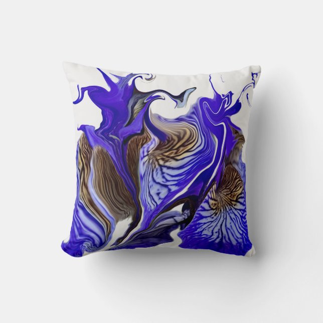 Lila Iris Blume Wirbel Kissen (Vorderseite)