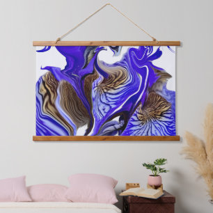 Lila Iris Blume Wirbel Wandteppich Mit Holzrahmen