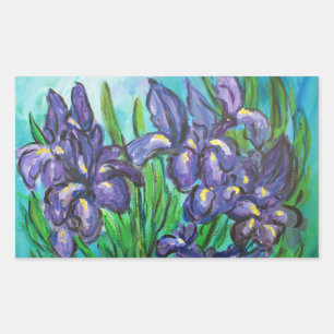 Lila Iris-Blume-Zeichenkleber für das Zeichnen von Rechteckiger Aufkleber