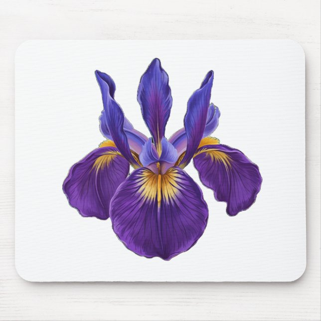 Lila Iris-Blumen-Aquarell-Botanik-Blumenkunst Mousepad (Vorne)