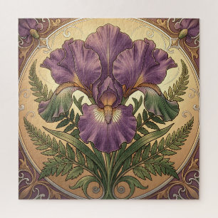 Lila Iris-Blumenkunst im Jugendstil mit aufwendige Puzzle
