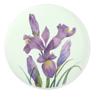 Lila Iris Botanical Floral Schlicht Duck Egg Blau Keramikknauf