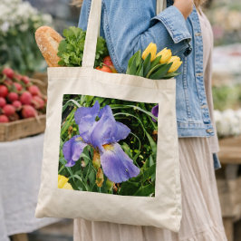 Lila Iris Botanical Tote Bag Tragetasche
