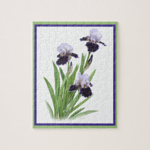 Lila Iris Botanische Kunst Puzzle