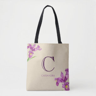 Lila Iris Botanisches Monogramm