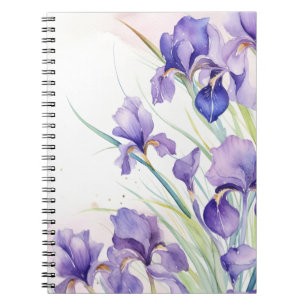 Lila Iris Bouquet auf Weiß Notizblock
