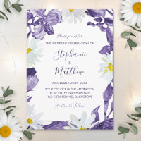 Lila Iris Daisy Watercolor Botanische Hochzeit