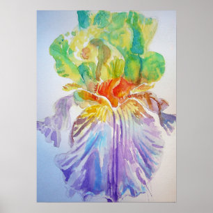 Lila Iris Floral Blume Aquarellfarben-Poster Poster