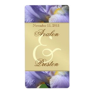 Lila Iris Floral Gold Wine Wedding Label