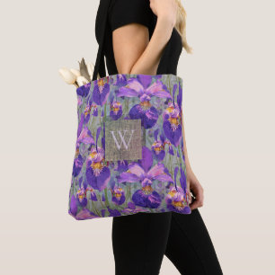 Lila Iris Floral Mit Monogramm Initial