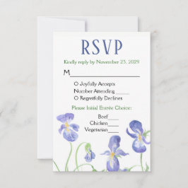 Lila Iris Floral UAWG Wedding Response Menü RSVP Karte