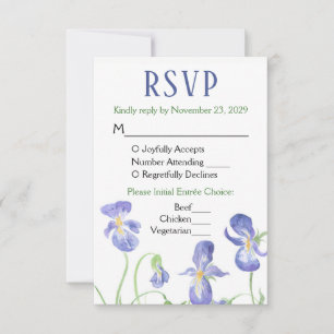 Lila Iris Floral UAWG Wedding Response Menü RSVP Karte