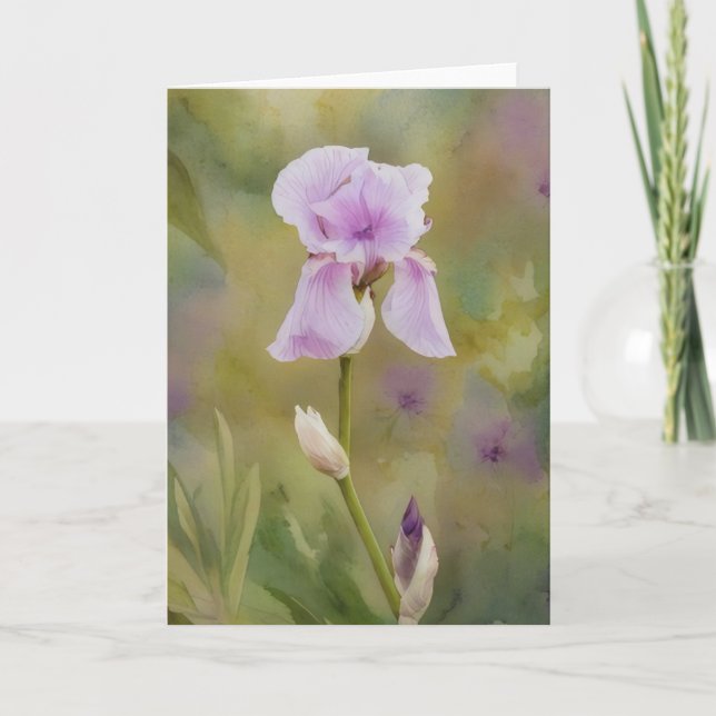 Lila Iris Flower Garden Art Note Card Karte (Vorderseite)