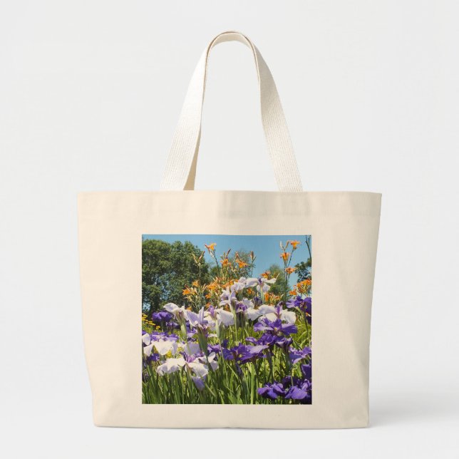 Lila Iris Garden Bag Jumbo Stoffbeutel (Vorne)