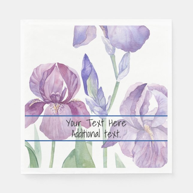 Lila Iris Garden Paper Napkin Serviette (Vorderseite)