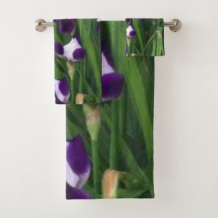 Lila Iris-Garten Badhandtuch Set